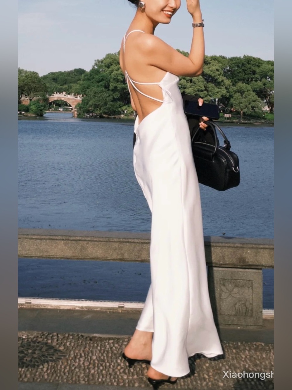 New With Tags Zara White Satin Backless Summer Slip Midi Maxi Dress XS